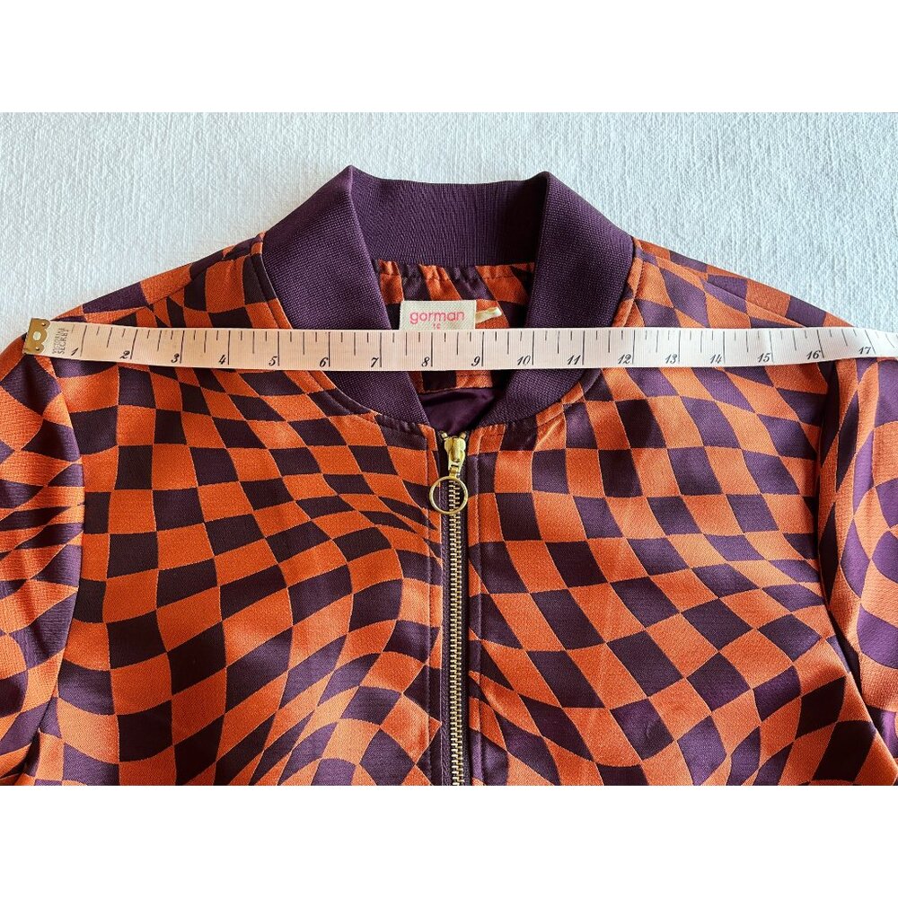Gorman Bomber Jacket in Orange & Purple Jacquard, Size 6, Like New - Picture 7 of 16